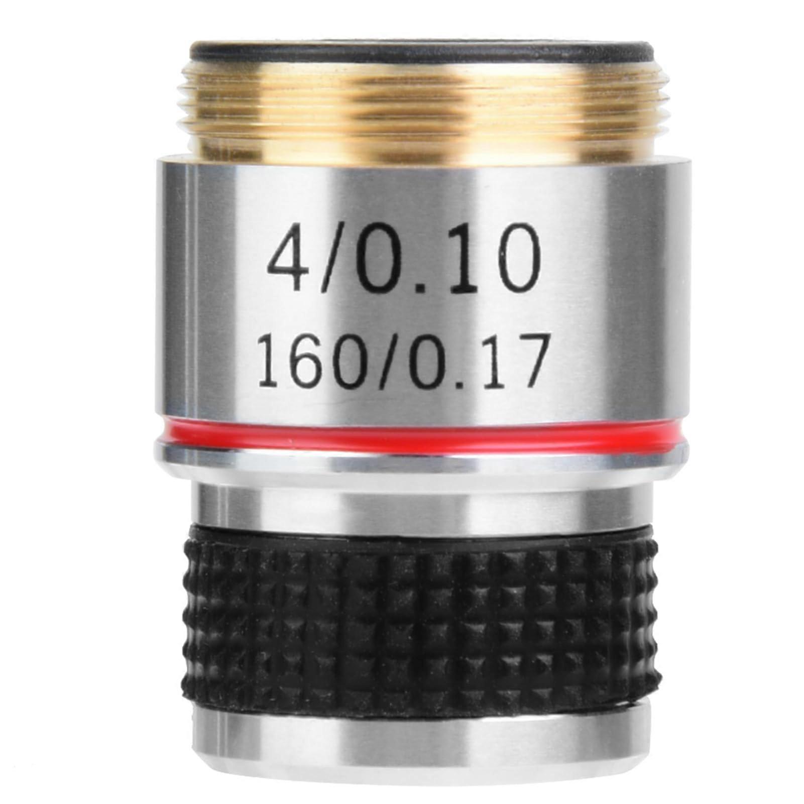 4X Achromatic Microscope Objective Lens  Clarity Alloy Construction for Biological Use