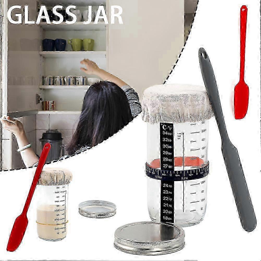 sourdough fermentation jar glass material with feeding marks home baking fermentation set