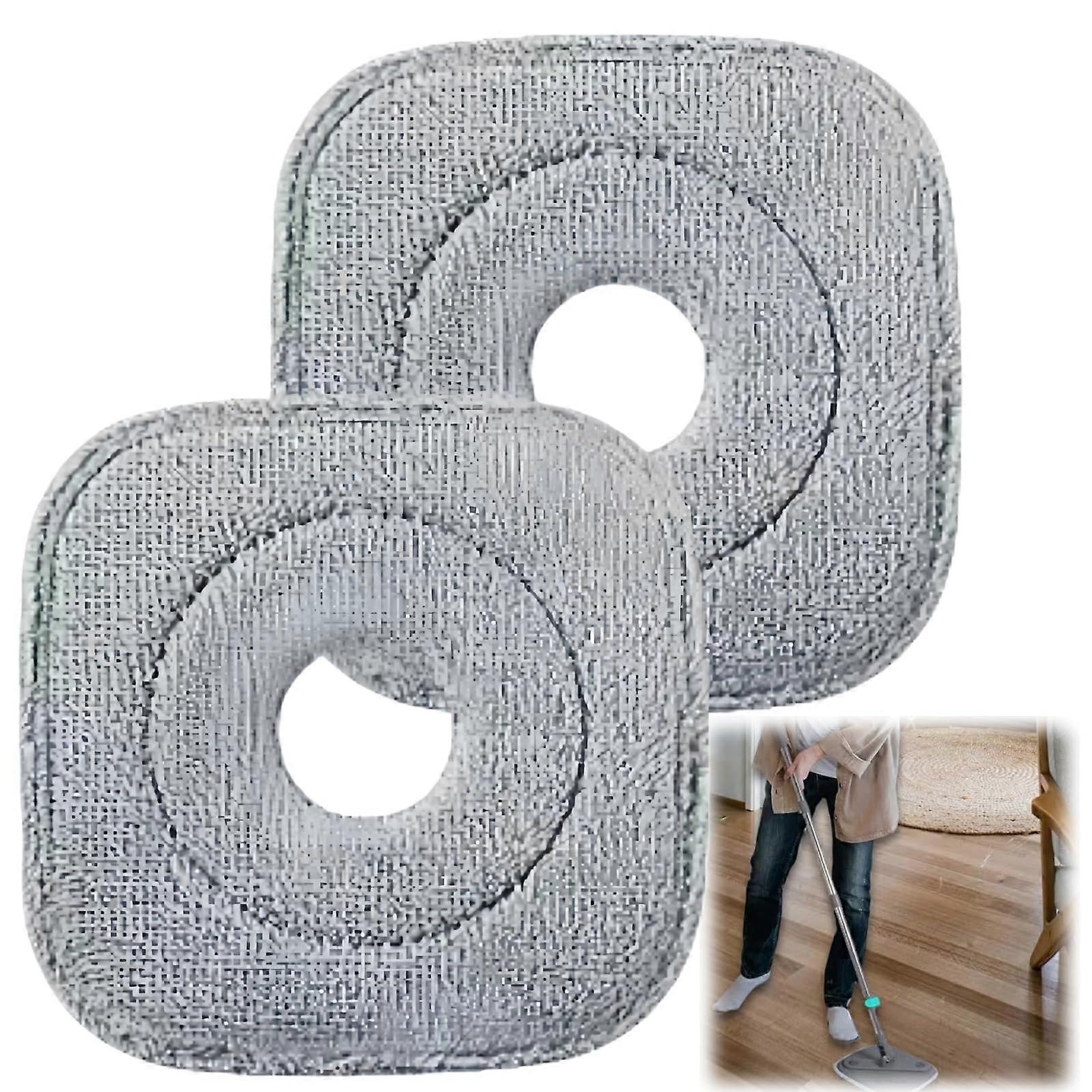 2Pack Square Spin Mop Replacement Pads, Universal Microfiber Refills for Hardwood and Tile Floors