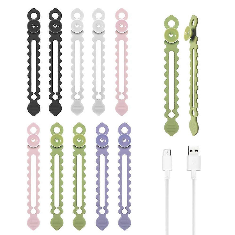 Cable Organizer Silicone Cable Ties Reusable Cord Management for Electronics Home Office 20 Pack