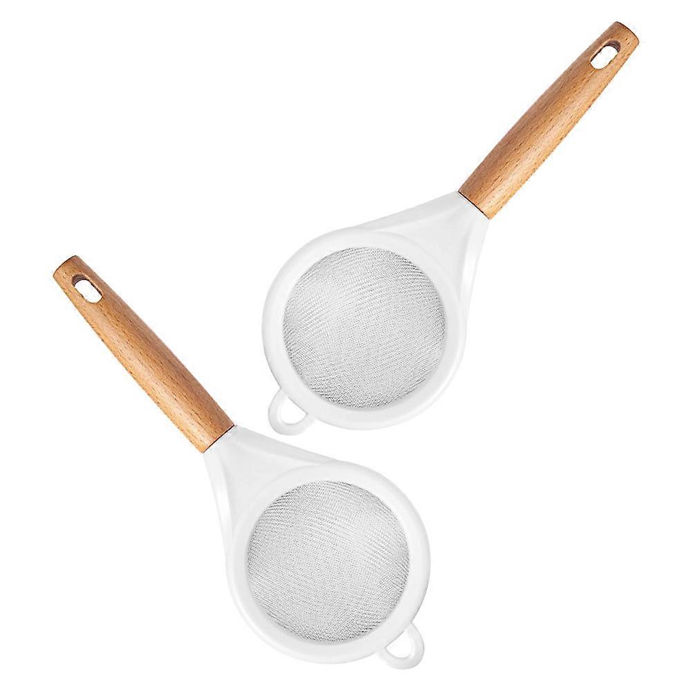 Kitchen Flour Strainer for Fine Powder Sifting with Wood Handle 2Pcs