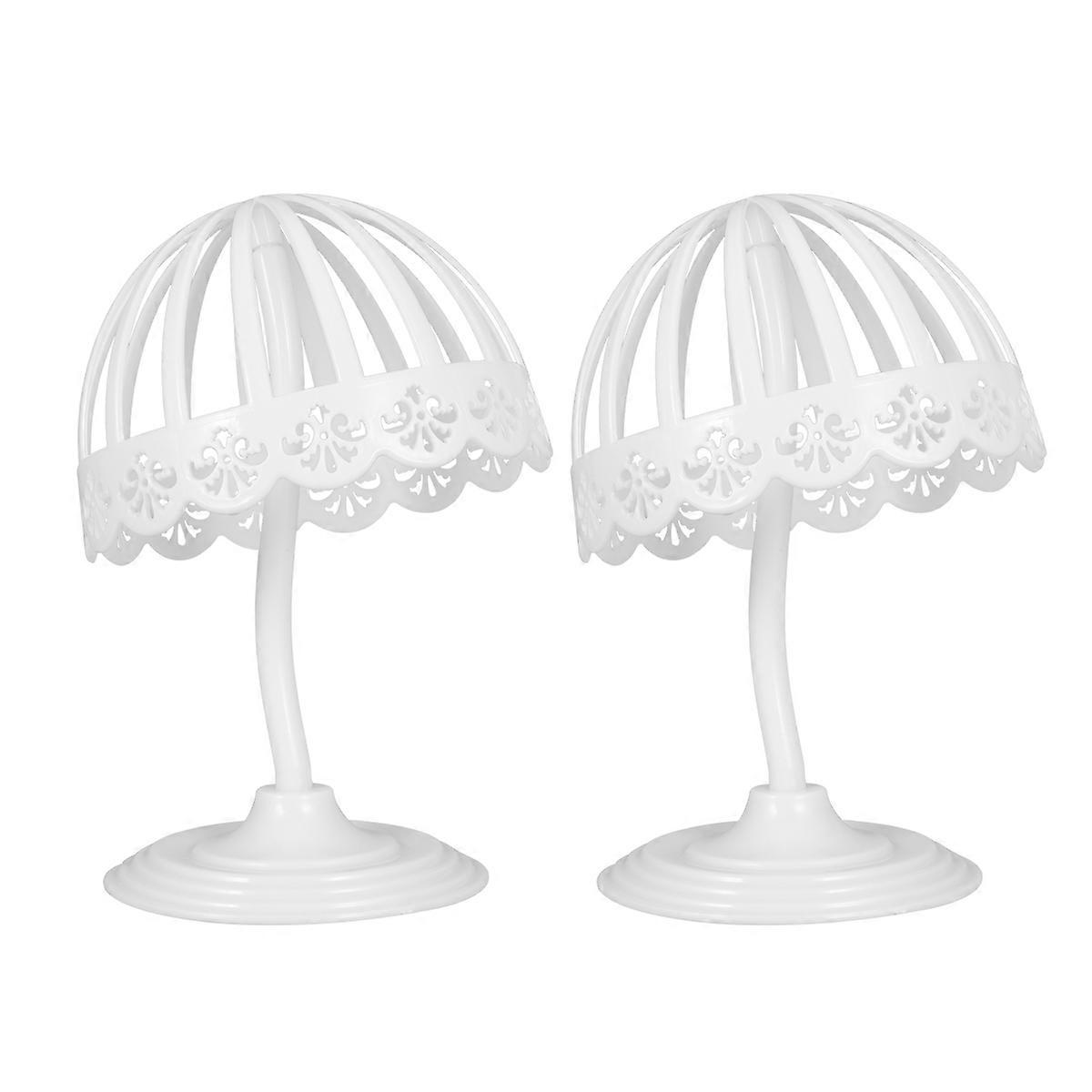 Hat Display Rack Plastic Showing Stand for Hat Display 2Pcs White