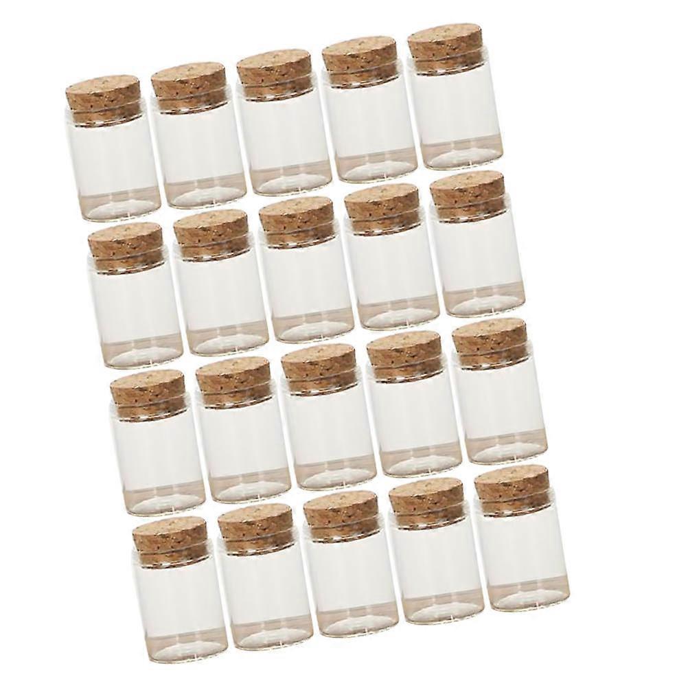 20Pcs Mini Transparent Corks Glass Bottles for Storage Tea Jars
