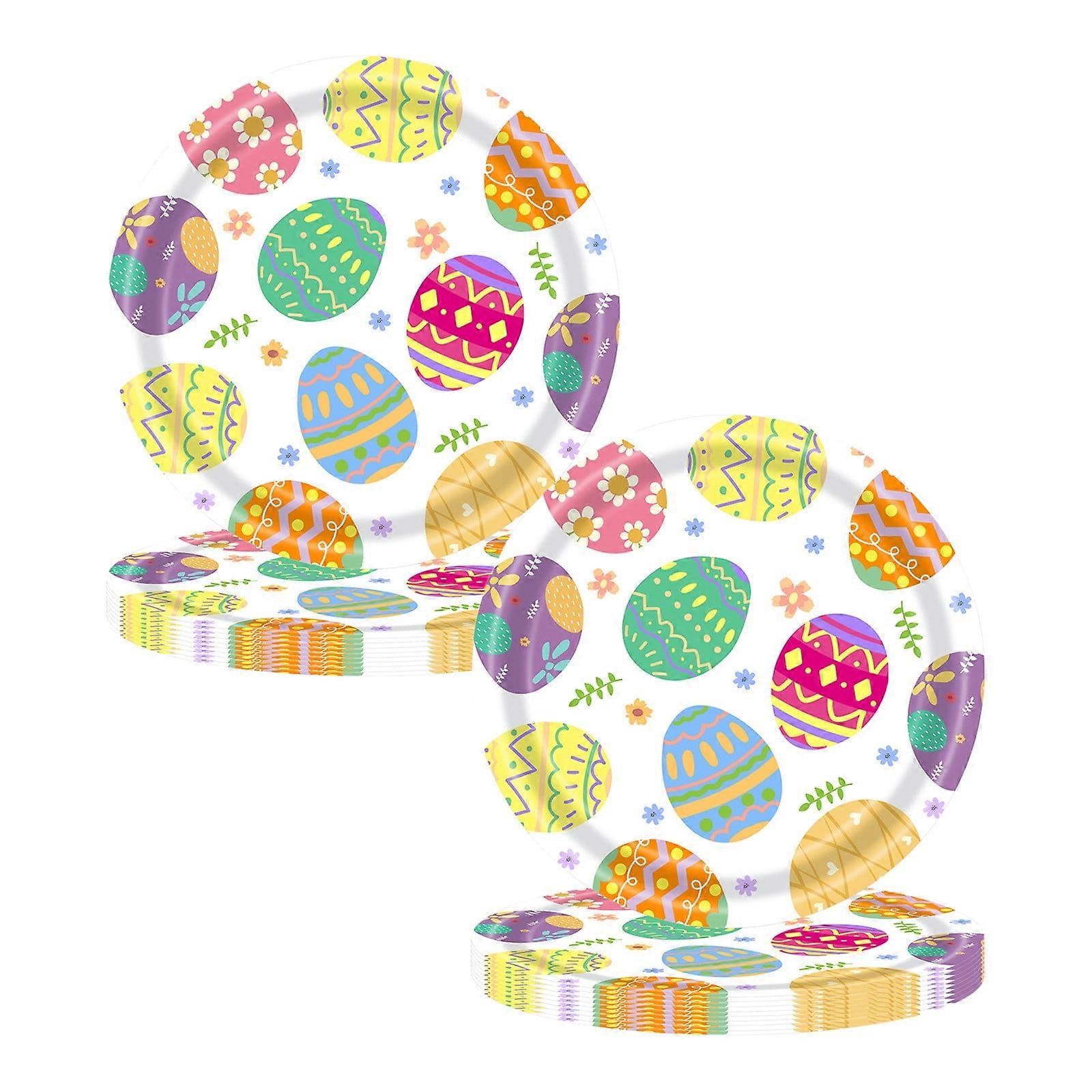 20 Easter Bunny Plates 7 inch Spring Easter Rabbit Party Decorations Easter Supplies for Easter Party Tableware Set(A)