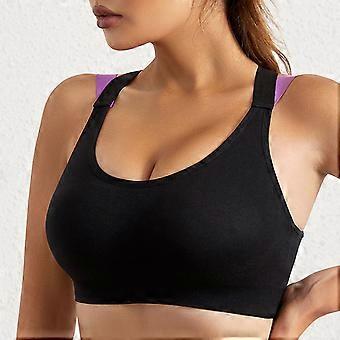 Cross Back Workout Tank, Inbyggd BH med lätt stöd, Allt-i-ett för Hot Yoga, Pilates och Sommarfitness Svart M