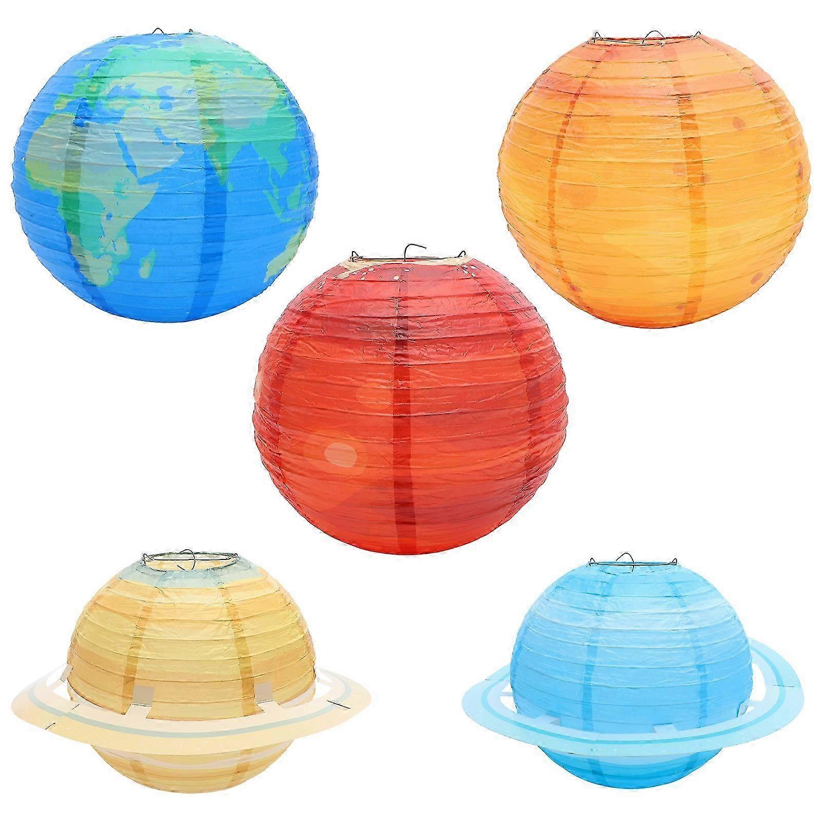 5Pcs Enchanting Planet Paper Lanterns for Outer Space Decor