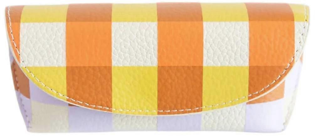 Caroline Gardner Multi Check Flap Glasses Case - White/Purple/Orange