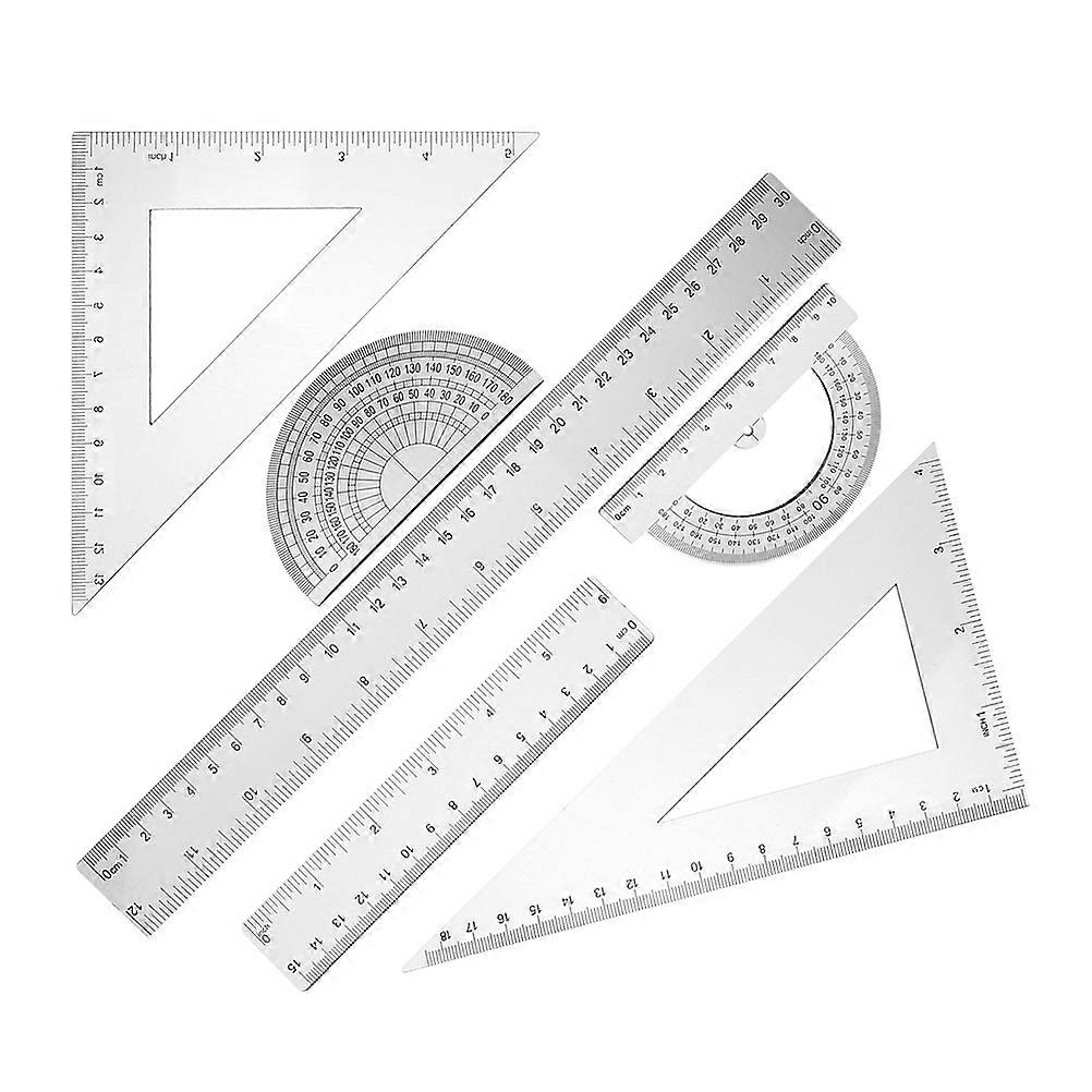 Transparent Protractor and Ruler Set Student Geometry Tools for Measuring 12Pcs Plastic