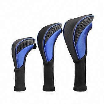 Blue Golf Headcovers for Woods, Drivers, and Hybrids with Mesh Neck and Removable Numbers