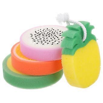 Fruit Bath Sponge Body Wash for Shower Use 4Pcs Exfoliating Scrubber Set