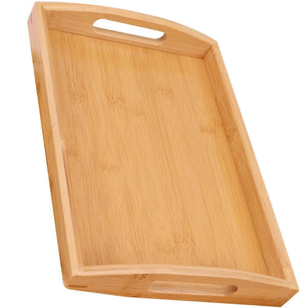 Light Brown Bamboo Serving Tray for Storage Kitchen Condiment Tray