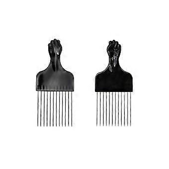 Pente masculino de aço inoxidável com dentes largos para pentear o cabelo (2 unidades)