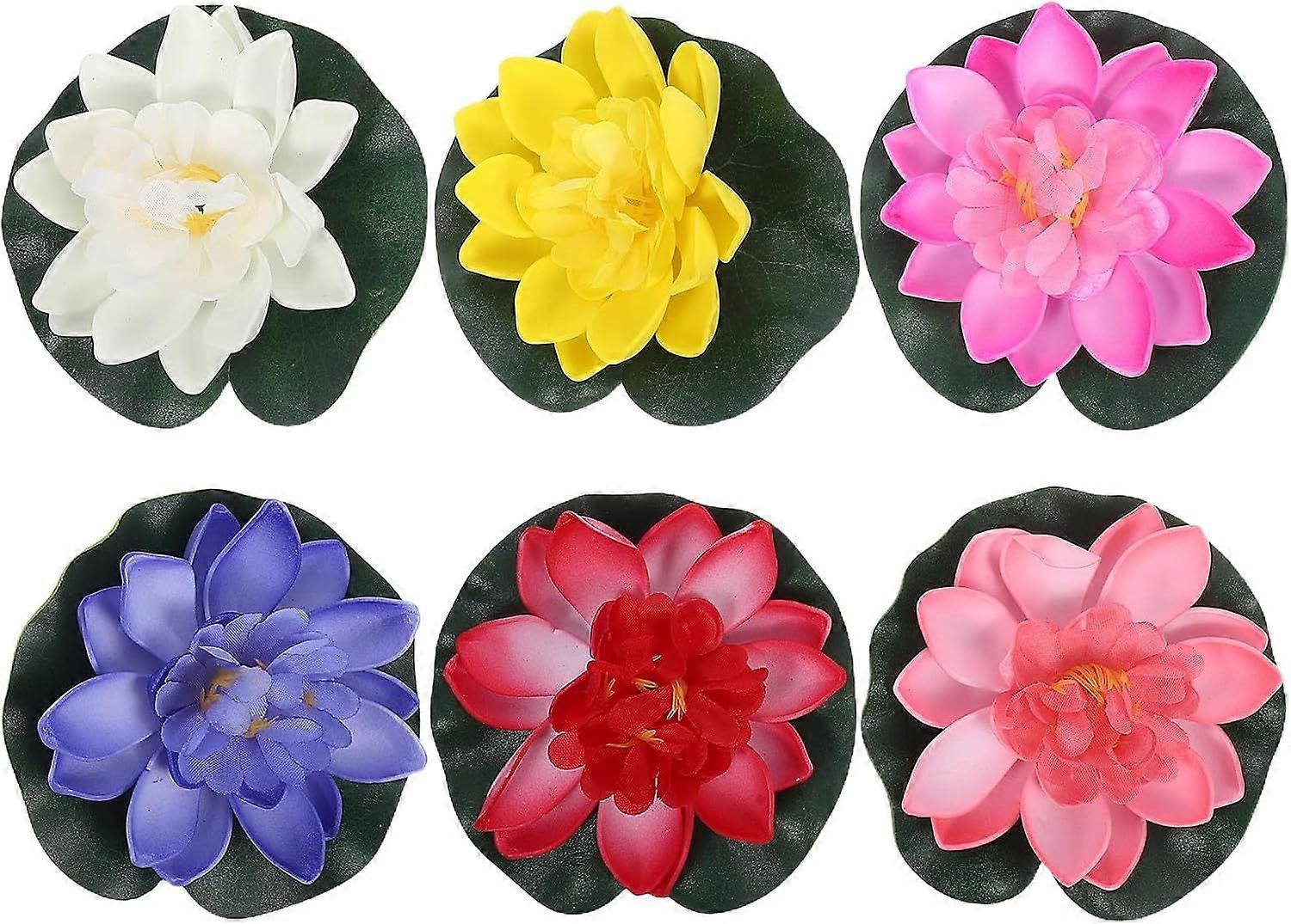 6pcs Floating Lotus Pond Decorations Artificial Water