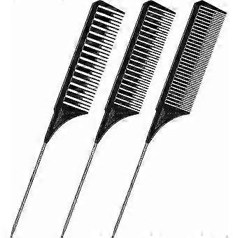 Nylon Hair Combing Set - 3pc Multi-Size Teasing Comb Collection for Styling & Weaving Use DO
