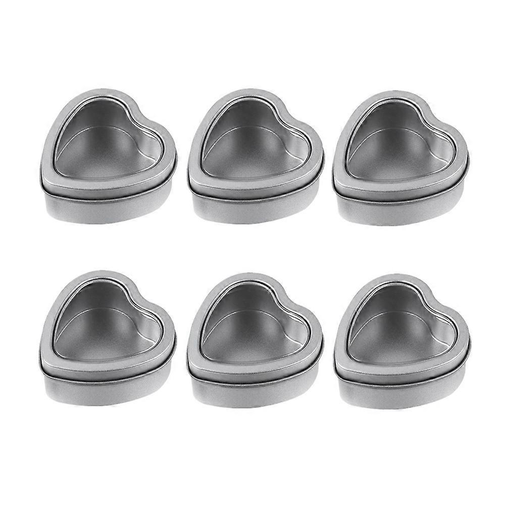 6pcs Cookie Boxes Display Storage Boxes Heart Candy Boxes with Window (Silver)
