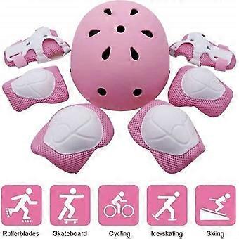 Rolbeschermingsset voor kinderfietshelmKniebeschermersElleboogbeschermersPolsbeschermers roze