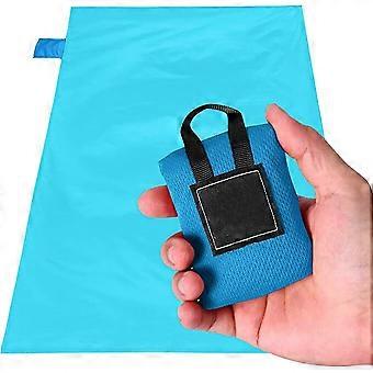 Dww-Blauwgroene strandmat, nano stranddeken, waterdicht, zandvrije picknickmat, 70 * 110 cm, lichtgewicht en draagbaar voor kamperen, picknicks, reizen, enz.