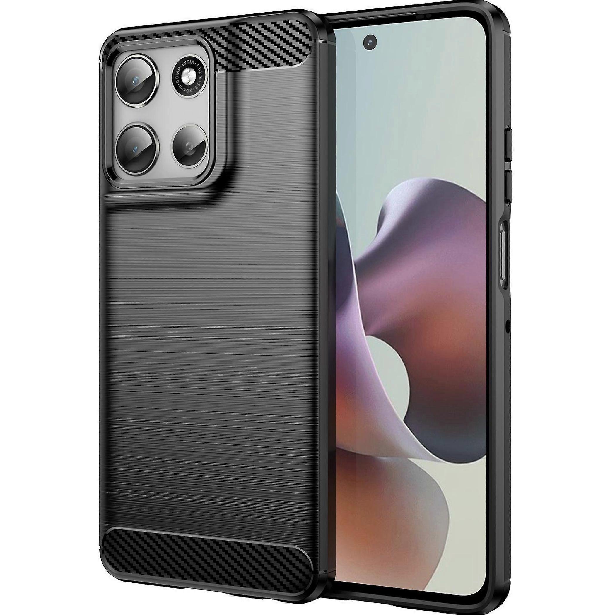TPU Case for Motorola Moto G56 5G Carbon Fiber Design Textured Protection Black
