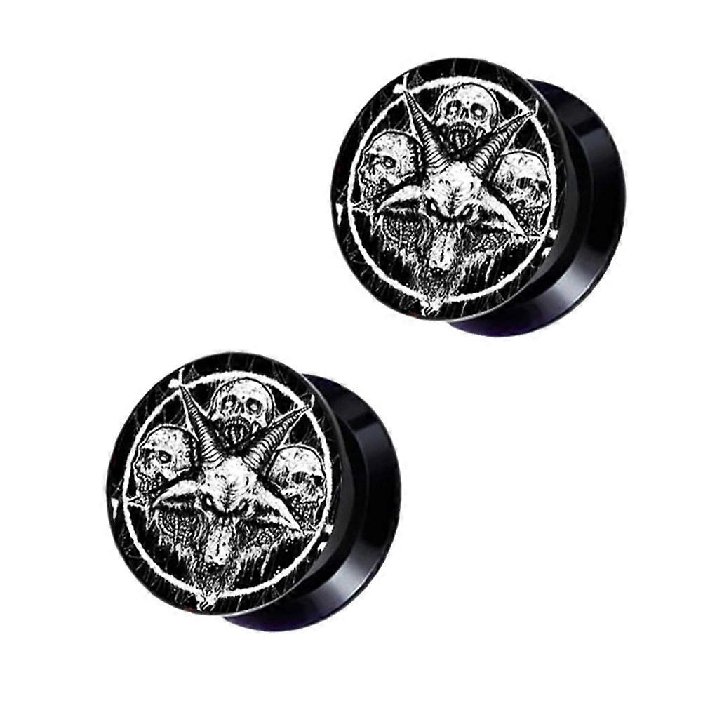 2Pcs Ghost Head Shaped Ear Studs Decorative Auricle Studs Ear Expanders (Black)