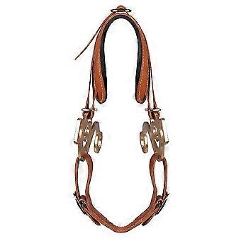 Bocado de caballo marrón de cuero acolchado inglés occidental ajustable con cadena de bordillo para montar a caballo, equipo ecuestre