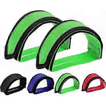 Bike Pedal Straps with Toe Clips compatible with Fixed Gear Cycles - Green