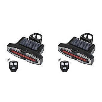 2x Solar-Fahrradrücklicht mit Blinkern, Warnfunktion, USB-aufladbar, kabellose Fernbedienung - yqq