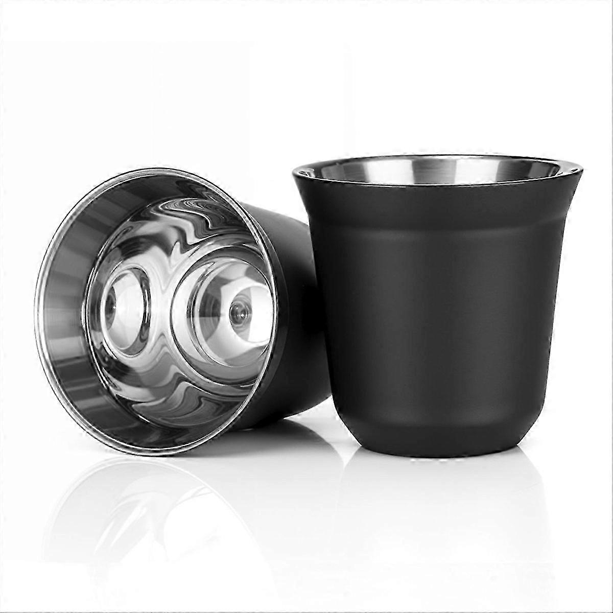 80ml Stainless Steel Espresso Cups Set - 2 Pack Double Wall