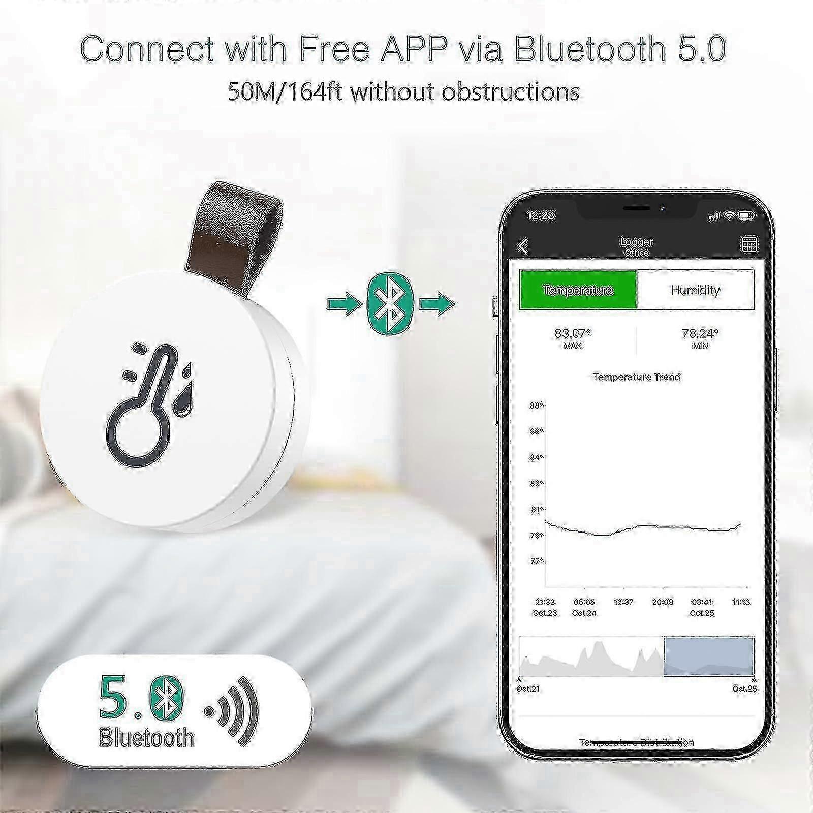 Bluetooth Thermohygrometer Mini Wireless Thermometer Hygrometer with App Smart Sensor Data Logger