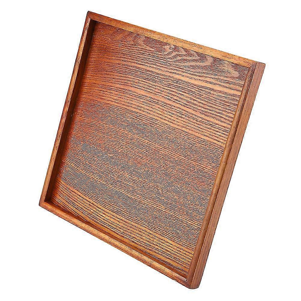 Square Solid Wood Tea Tray 30x30cm Brown Serving Plate