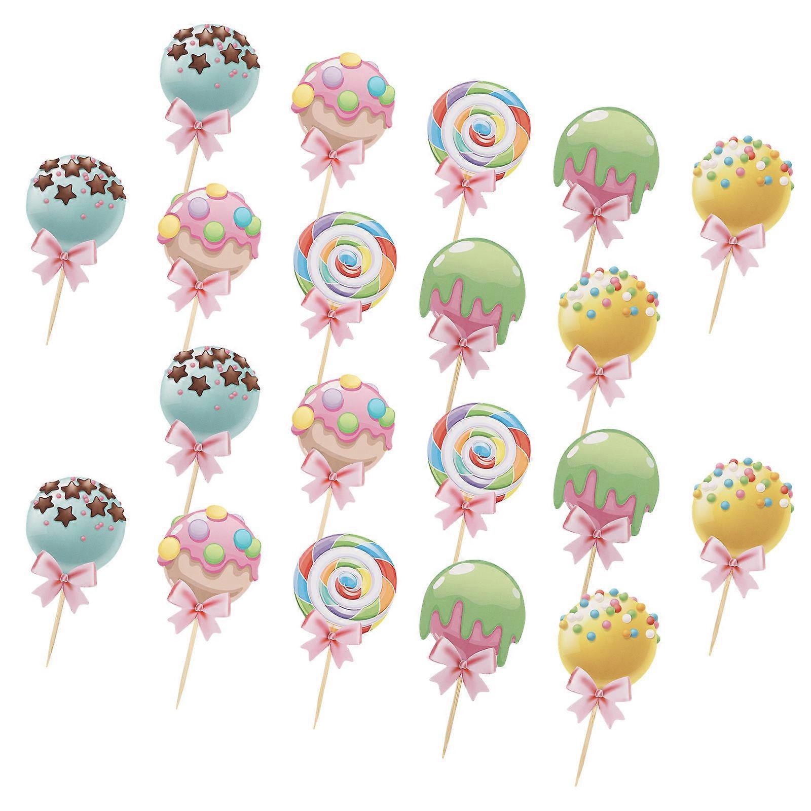 Cake Toppers Assorted Color Lollipop Decorations for 20Pcs Set