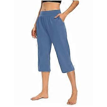 Women's Loose Fit Capris with Pockets Plus Size 4XL-5XL 7/8 Length Gabardine Yoga Pants High Waist Athletic Wear
