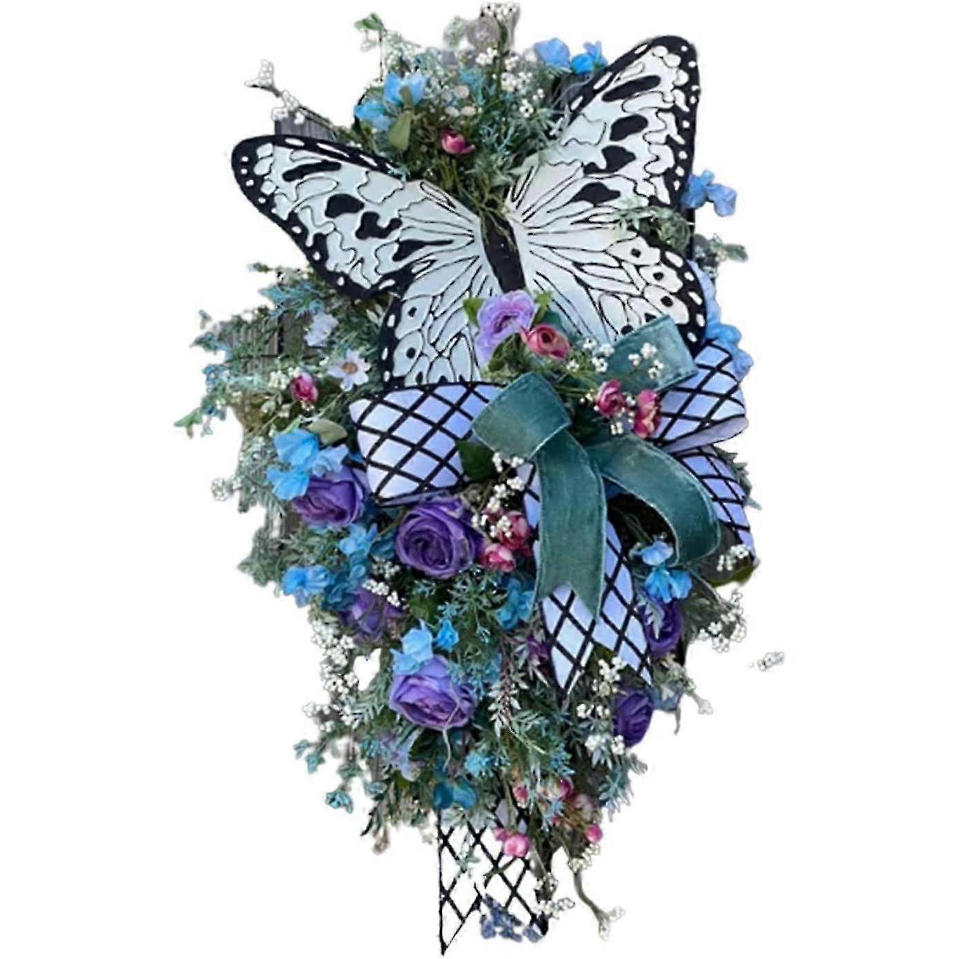Spring Teardrop Swag,Rose Butterfly