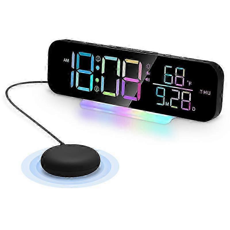Loud Vibrating Alarm Clock with Bed Shaker for Heavy Sleeper, LED Display Digital Clock