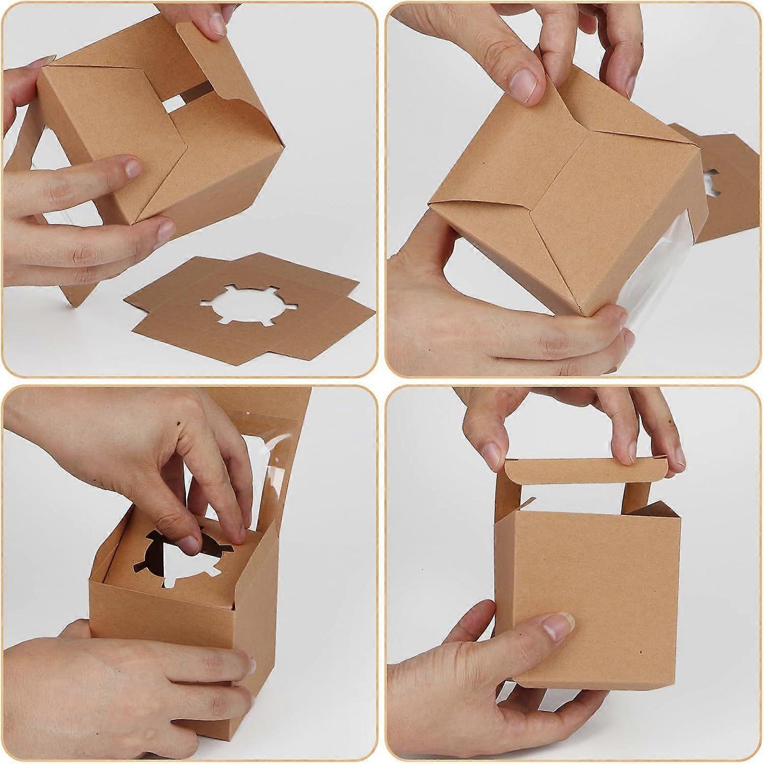 16Pcs Brown Individual Cupcake Boxes, 9x9x9cm
