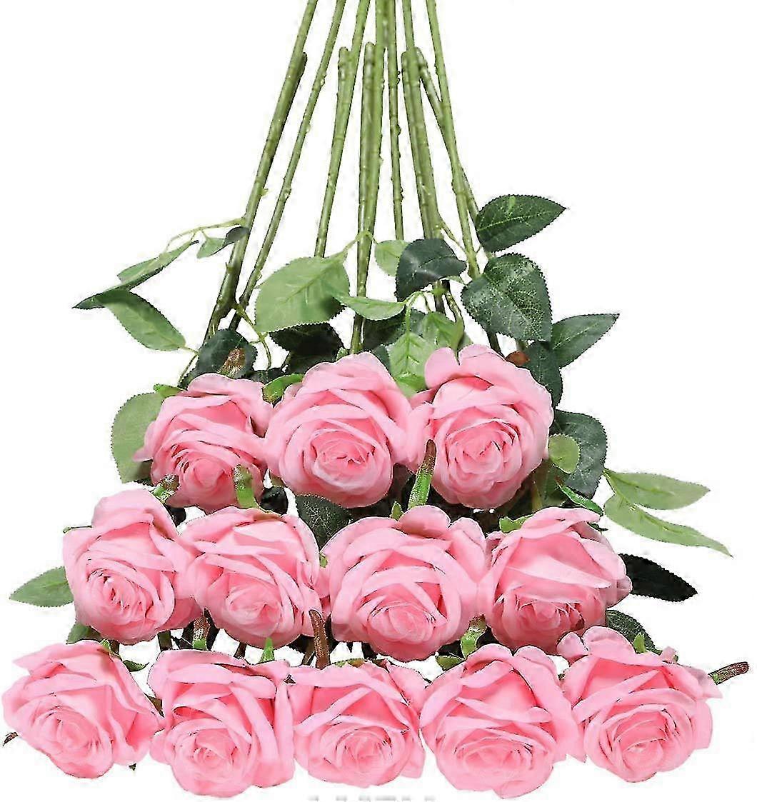 12-Pack Real-Touch Silk Rose Stems