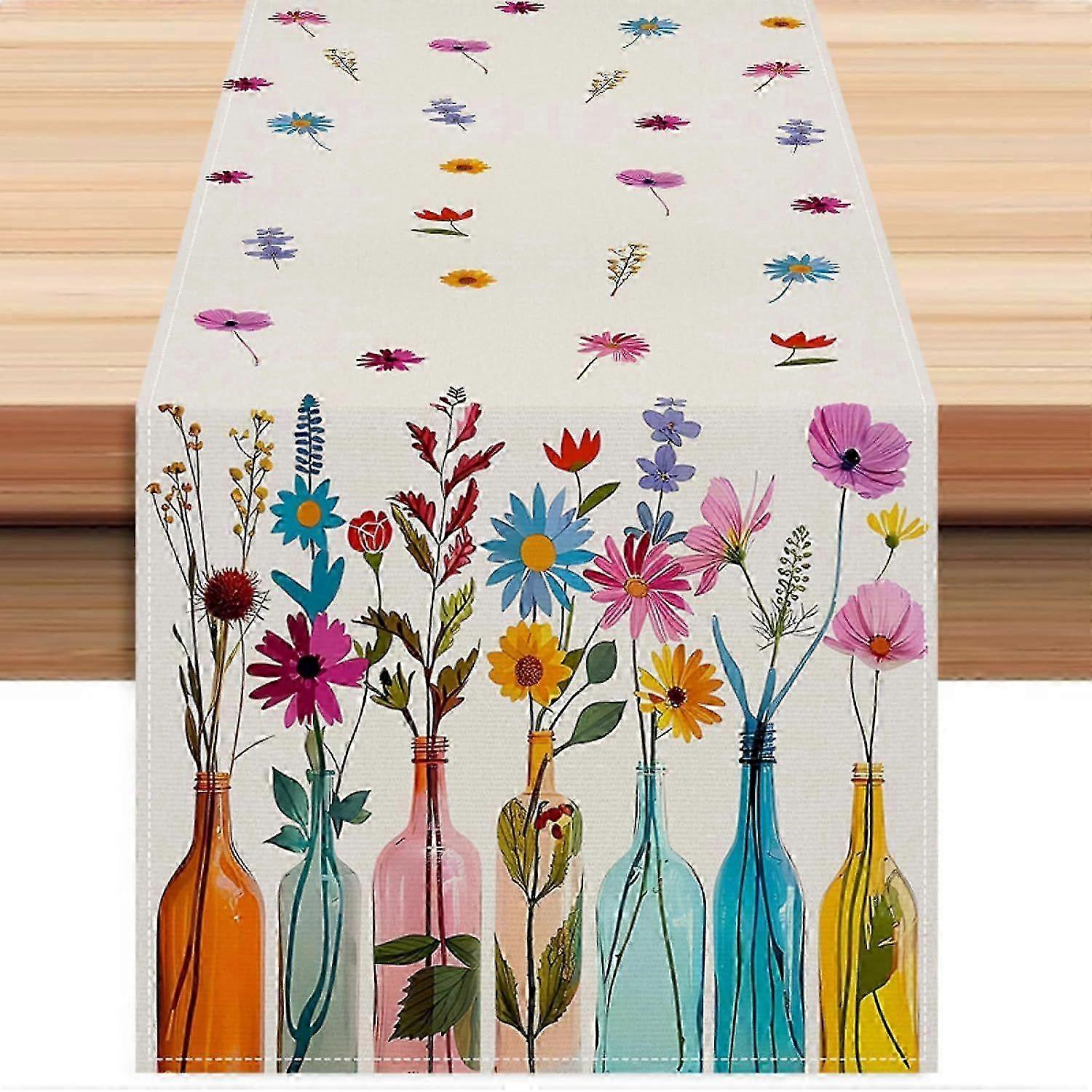 Polyester Linen Spring Table Runner