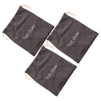 Canvas Hair Dryer Bag with Drawstring for 6Pcs Salon Storage