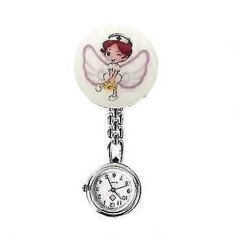 Women's Quartz Nurse Pocket Watch, Cute Harajuku Chest Fob Watch with Chain and Brooch Pendant