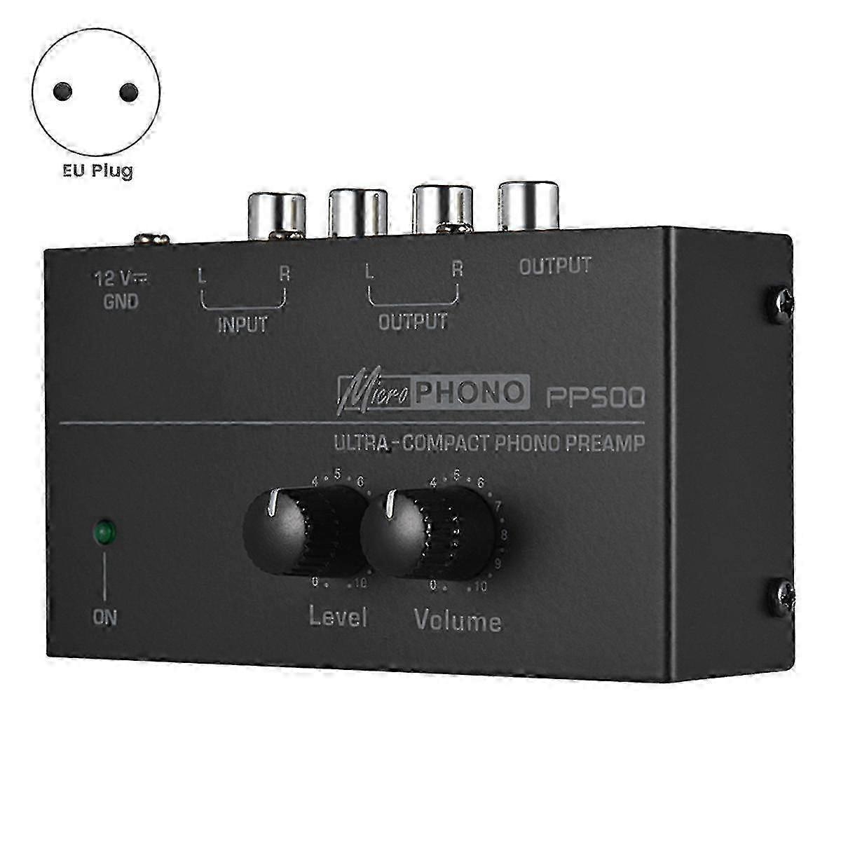 PP500 Ultra-Compact Phono Preamp Pre Amp Preamplifier with Level Volume Control EU Plug