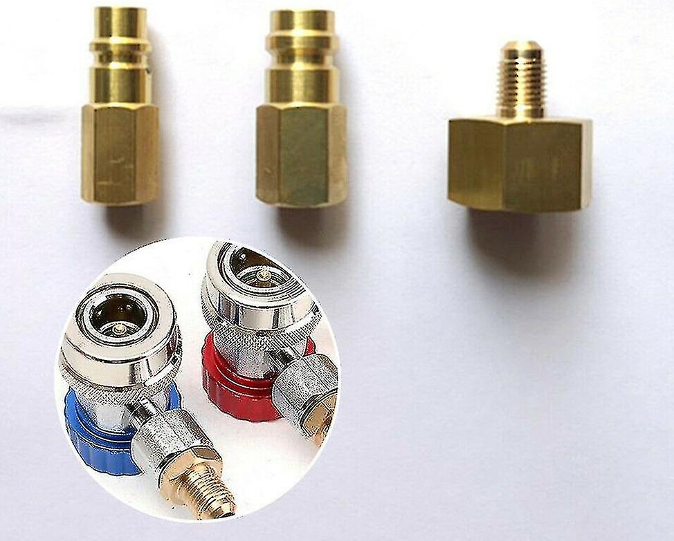 Refrigerant Bottle Adapter Set compatible R134a 1/4sae Thread W21.8 To 1/4sae-@