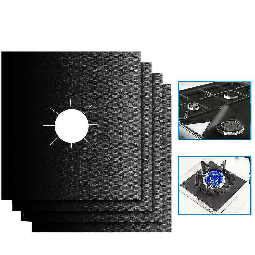 4pcs Gas Range Stove Top Burner Cover Protector Reusable Liner Clean Cook Non-stick