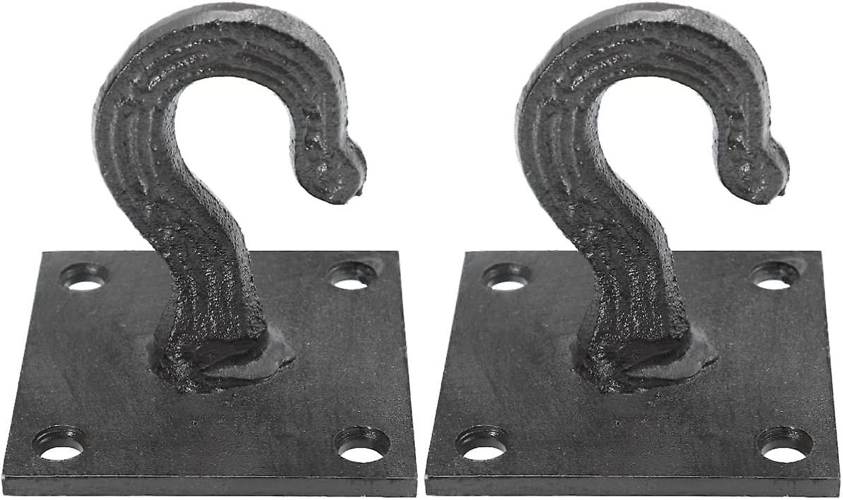 INCREWAY 2-Pack Vintage Ceiling Hooks - Heavy Duty Plant Hangers With Decorative Floral Design, Black