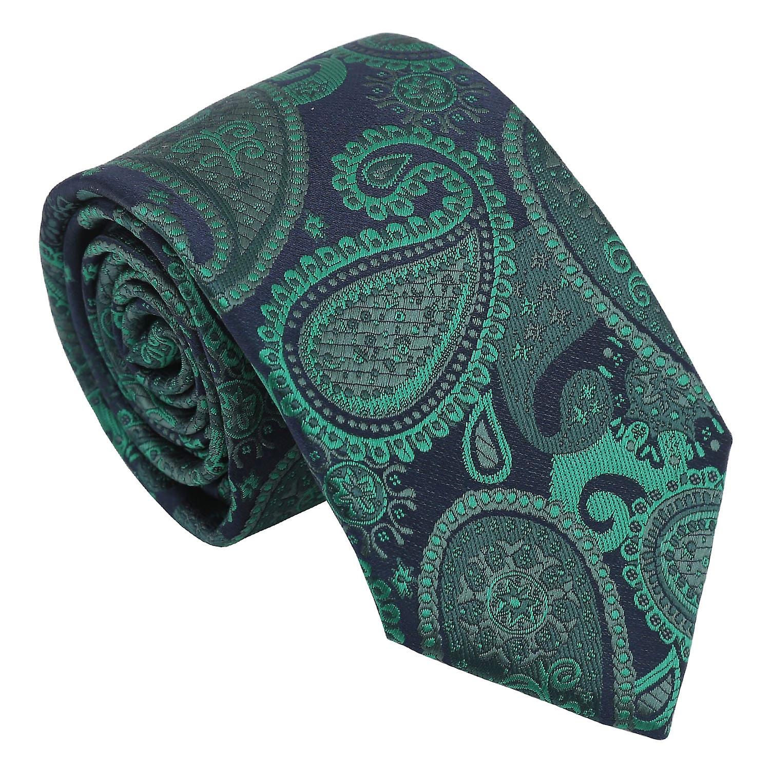 Navy and Green Paisley Bohemian Regular Tie for Boys