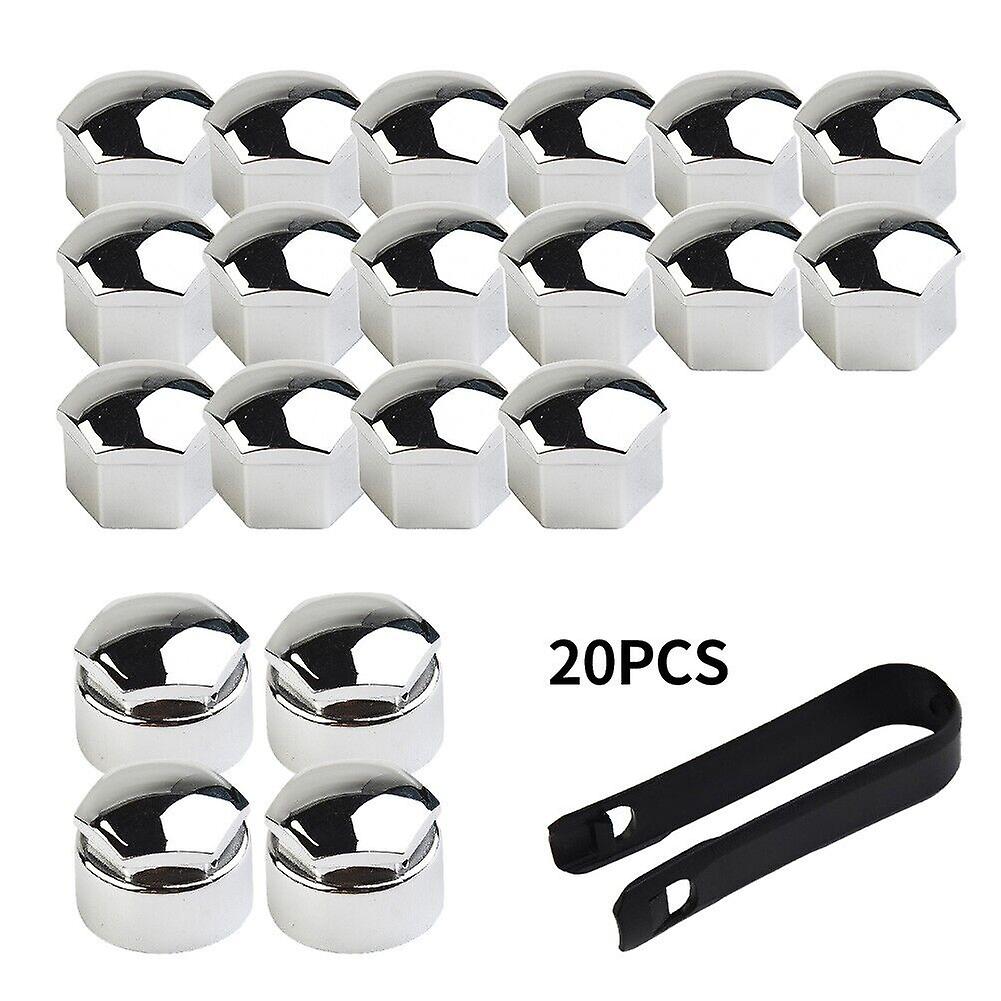 Mutterlock hjulbultar Krom för alla bilar av hög kvalitetsilver) (21st)