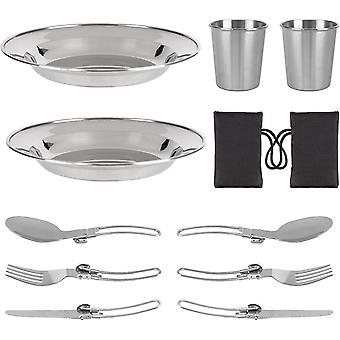 Camping Cookware Set 10 Piece Outdoor Camping Pots Kit Portable Tableware Cooking Set