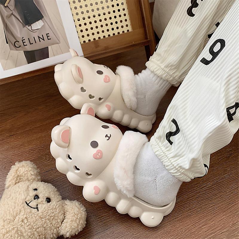 Pantuflas de algodón para mujer, de fondo grueso, impermeables, antideslizantes, para el hogar, extraíbles, cálidas, de lana para interiores, para otoño e invierno