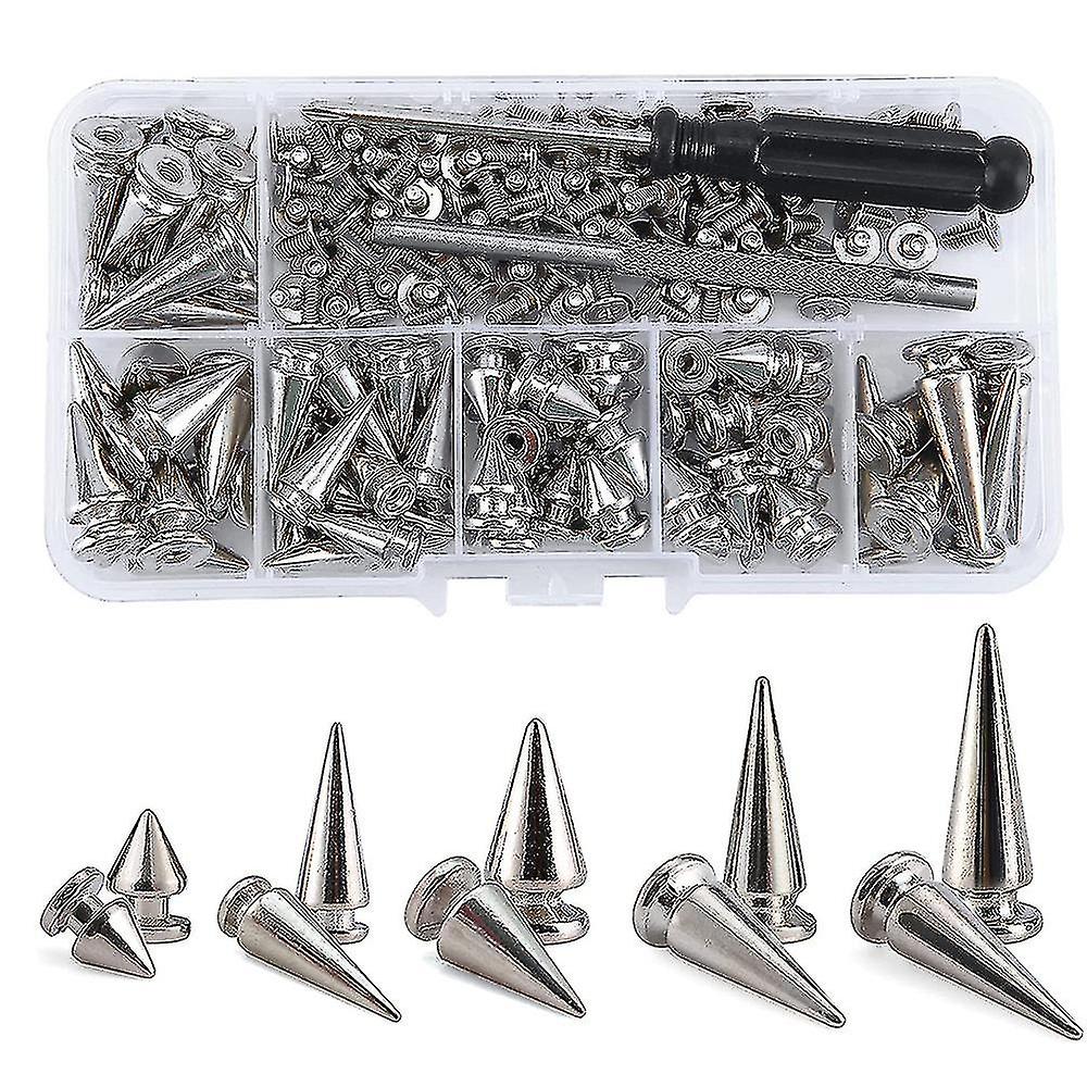 70 Sets Silver Mixed Shape Spikes And Studs Cone Croc Spikes Leather Rivet Kit For Clothing Belts D