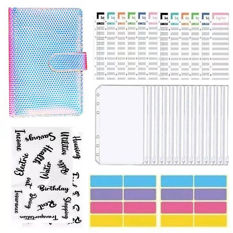 Bubble Macaron Notebook Business Office Loose-leaf Notepad Clip Zipper Bag Budget Table Set