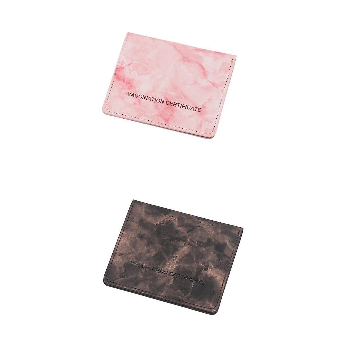 V2x accination Card Protector Slim Leder Geldbörse für Dokumente Rosa Schwarz