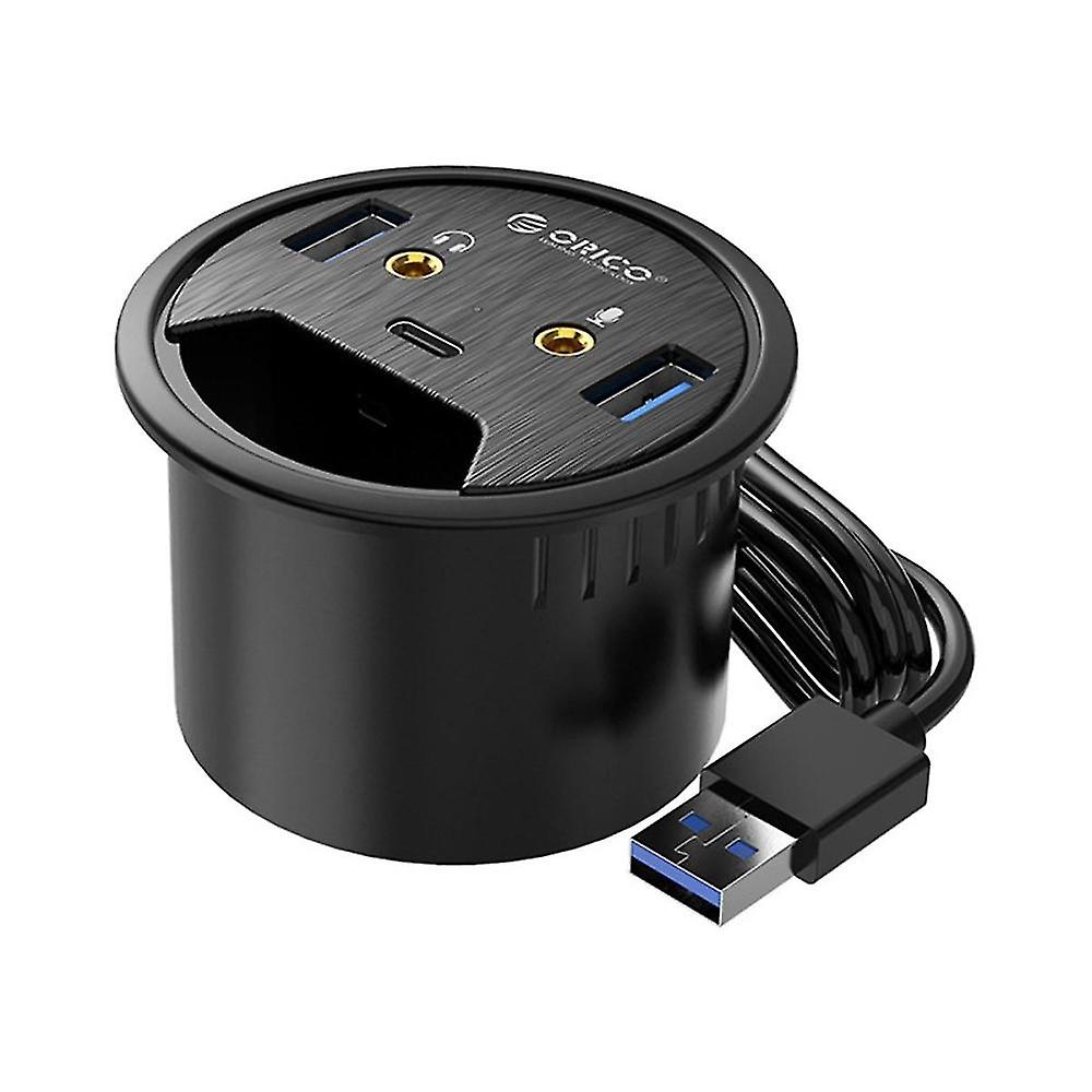 Desktop Grommet Usb 3.0 Hub Type C Headphone Microphone Adapter